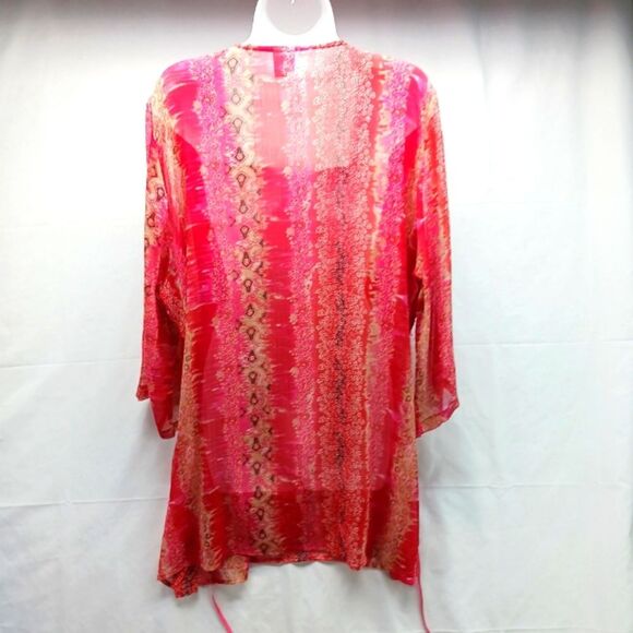 Bill Blass Jeans Vintage Sheer Embellished Tunic/ Midi Pink Women's 2X Runs Smal - Picture 7 of 14